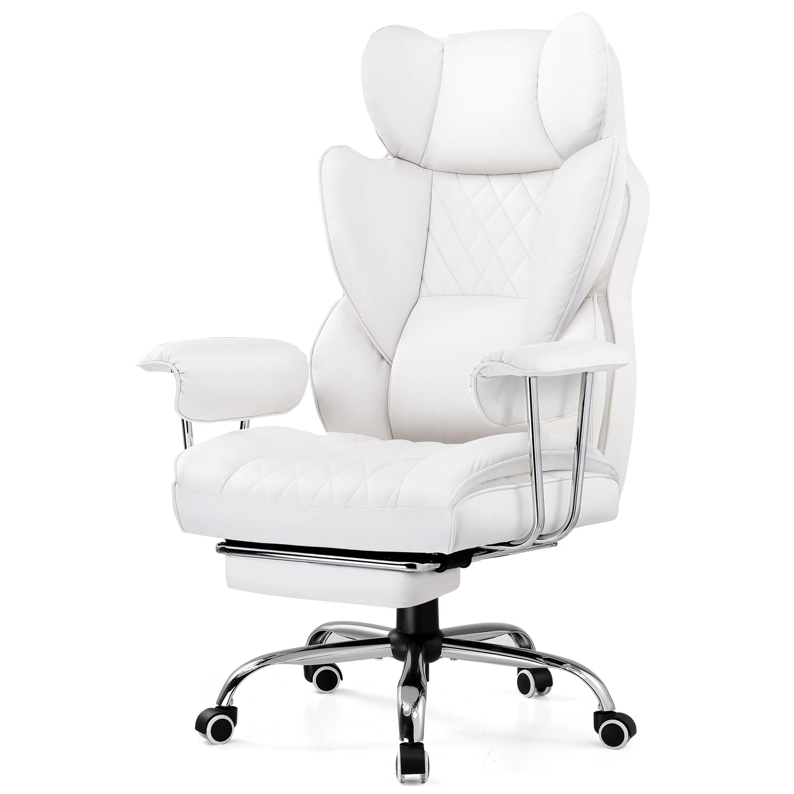 COMHOMA Big and Tall Office Chair - Pocket Spring Lumbar Support with Retractable Footrest