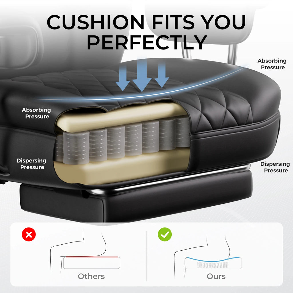 COMHOMA Big and Tall Office Chair - Pocket Spring Lumbar Support with Retractable Footrest