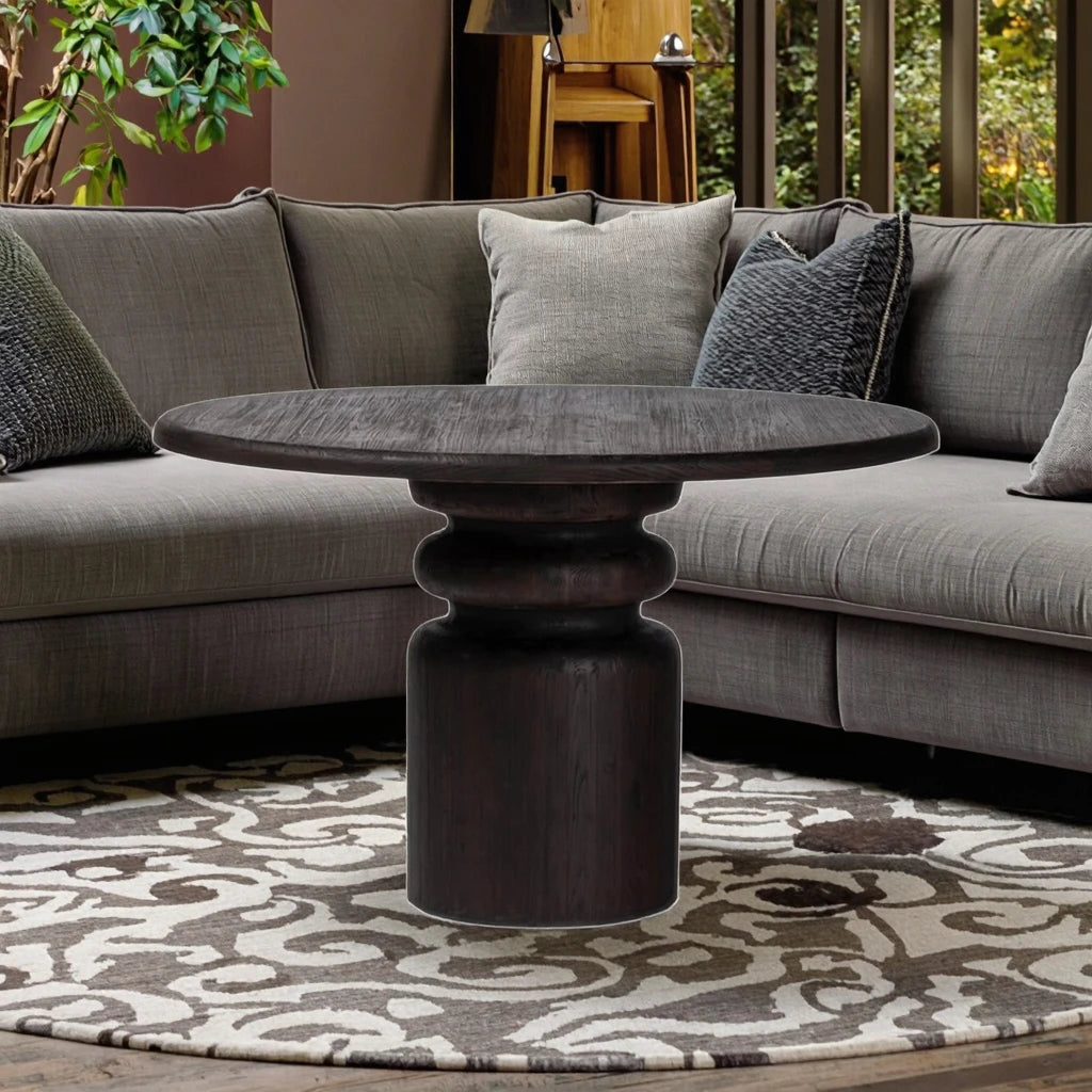 RH AMERICAN Solid Wood Round Coffee Table for Home Office Lounge