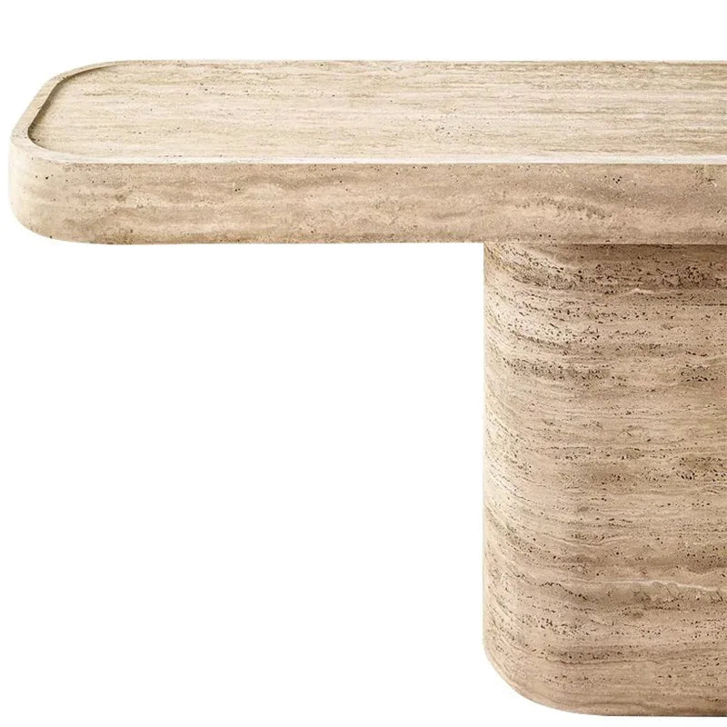 KUMUSI Natural Stone Travertine Console Table for Home Office