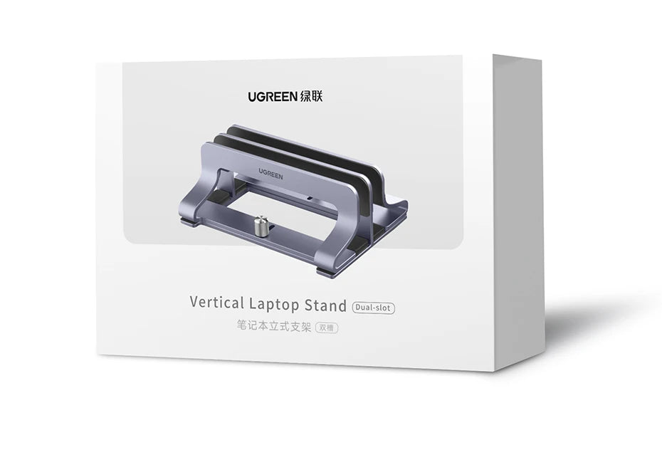 UGREEN Premium Aluminum Vertical Laptop Stand for Home Office – Foldable MacBook Pro & Air Holder