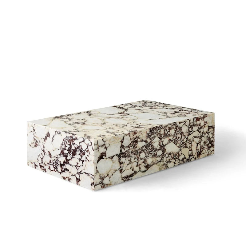 STONEKOCC Italian Calacatta Violet Marble Plinth Coffee Table for Home Office