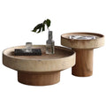 IDAO Solid Wood Round Adjustable Coffee Table for Home Office Lounge