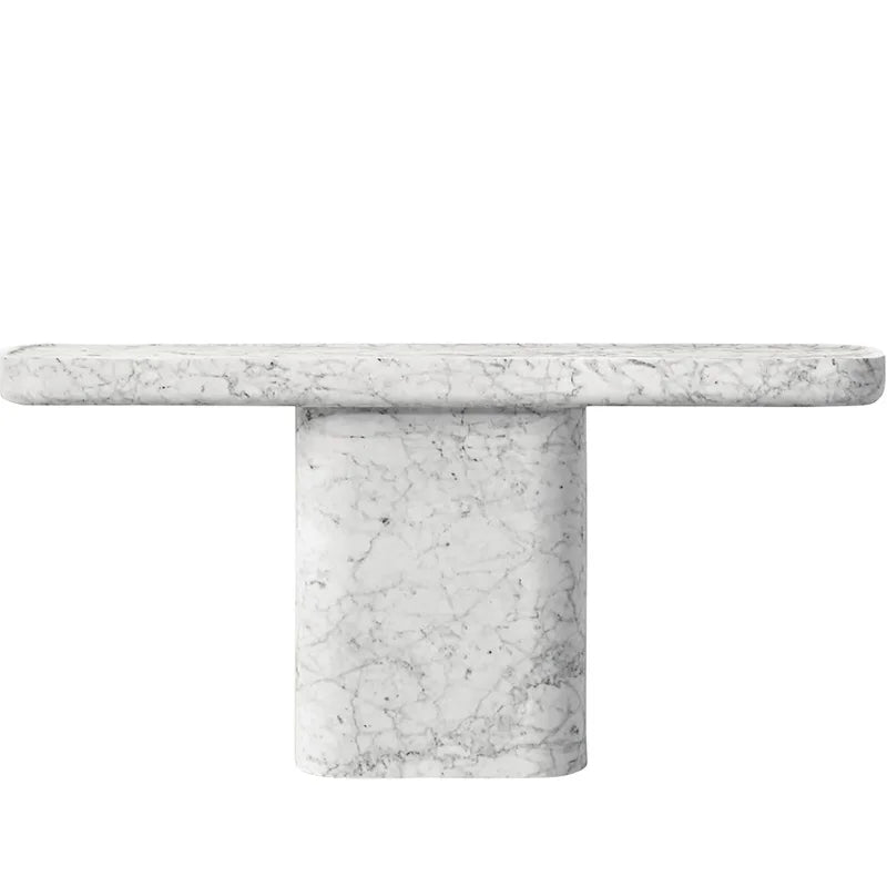 KUMUSI Natural Stone Travertine Console Table for Home Office