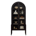 RH AMERICAN Solid Wood Wine & Display Cabinet – Arched Glass Door Bookcase for Home Office