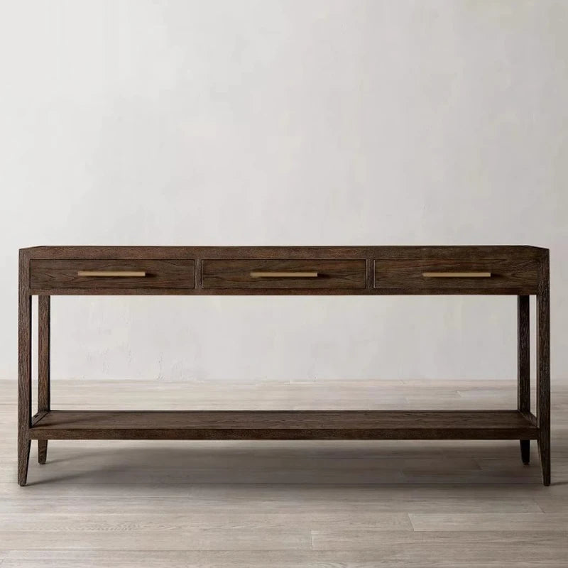 RH AMERICAN Solid Oak Console Table with Drawer Storage for Home Office Hallway