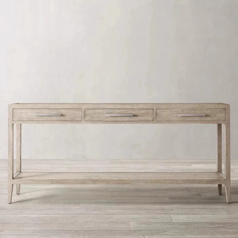 RH AMERICAN Solid Oak Console Table with Drawer Storage for Home Office Hallway