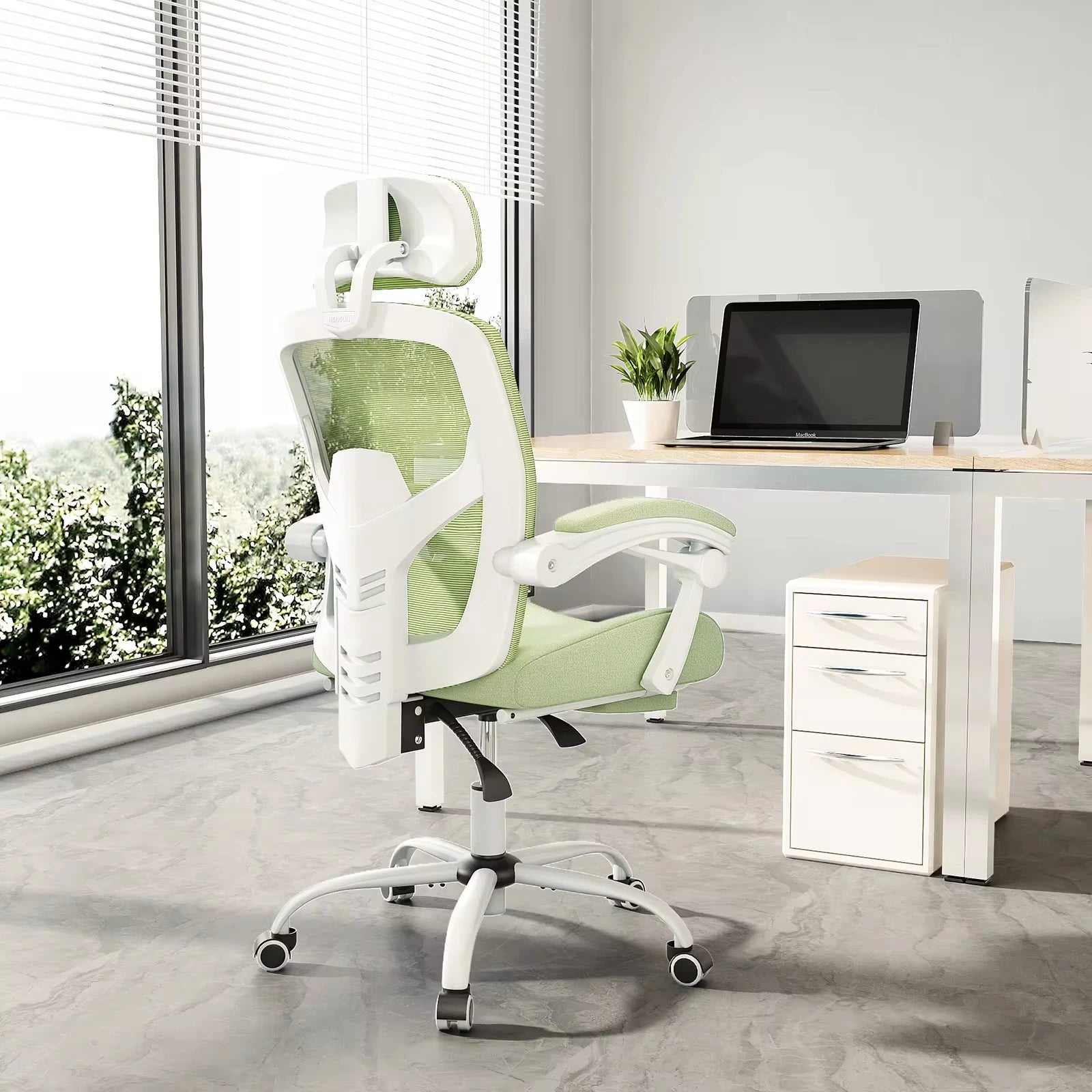 JHK Ergonomic High-Back Mesh Office Chair with Reclining Function, Lumbar Support, and Retractable Footrest