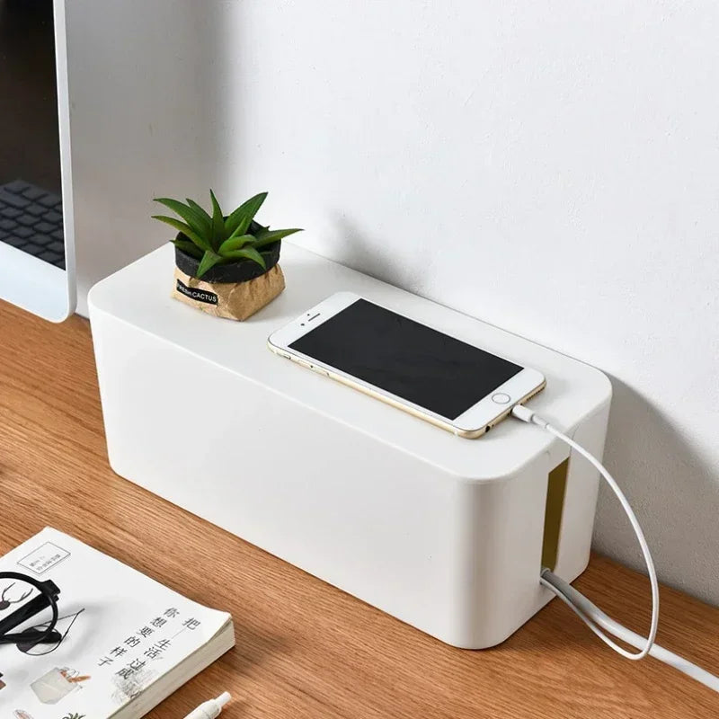 YIYUEQIANLI Cable Management Box - Desktop Power Strip Organizer for Home Office