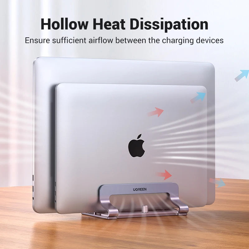 UGREEN Premium Aluminum Vertical Laptop Stand for Home Office – Foldable MacBook Pro & Air Holder