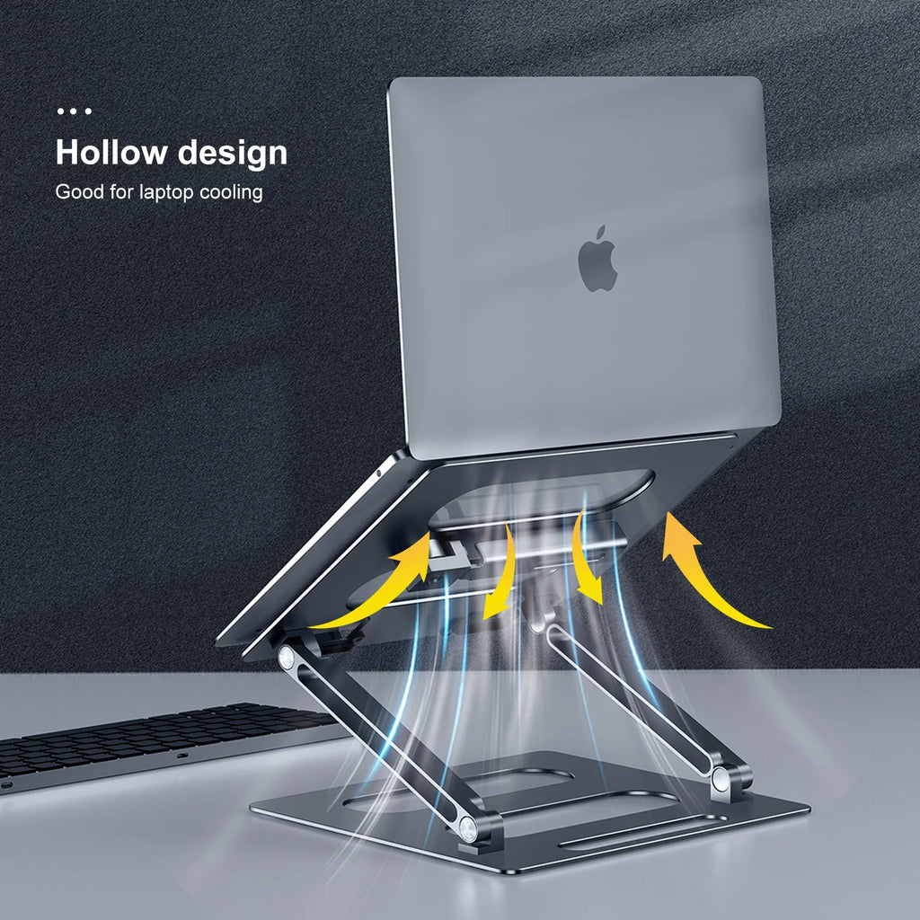 OATSBASF Foldable Laptop Stand for Desk with Hidden Phone Stand For MacBook Pro Air Hp Tablet Adjustable Height Notebook Holder