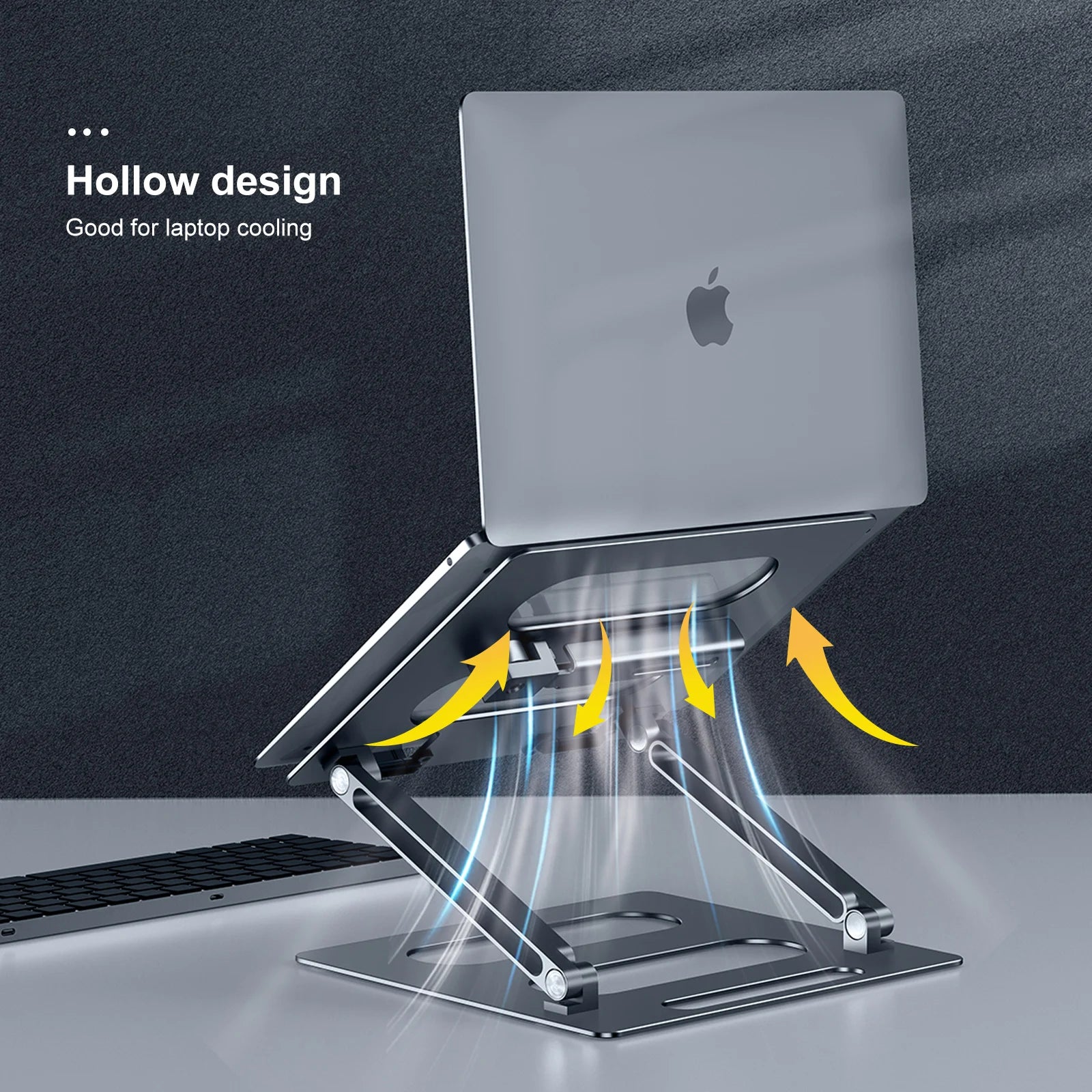 OATSBASF Foldable Laptop Stand for Desk with Hidden Phone Stand For MacBook Pro Air Hp Tablet Adjustable Height Notebook Holder