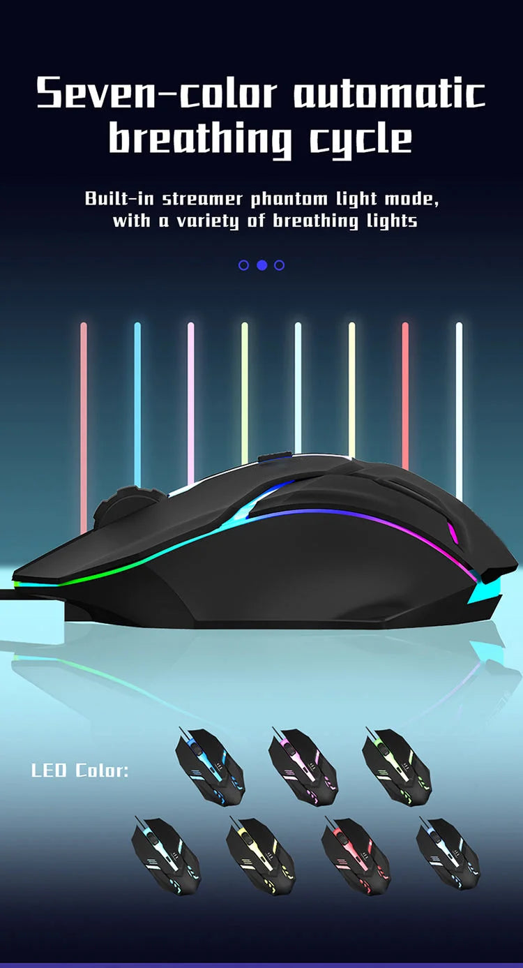 Premium Ergonomic Gaming Mouse – USB RGB Backlit with 4 Programmable Buttons for Home Office & PC