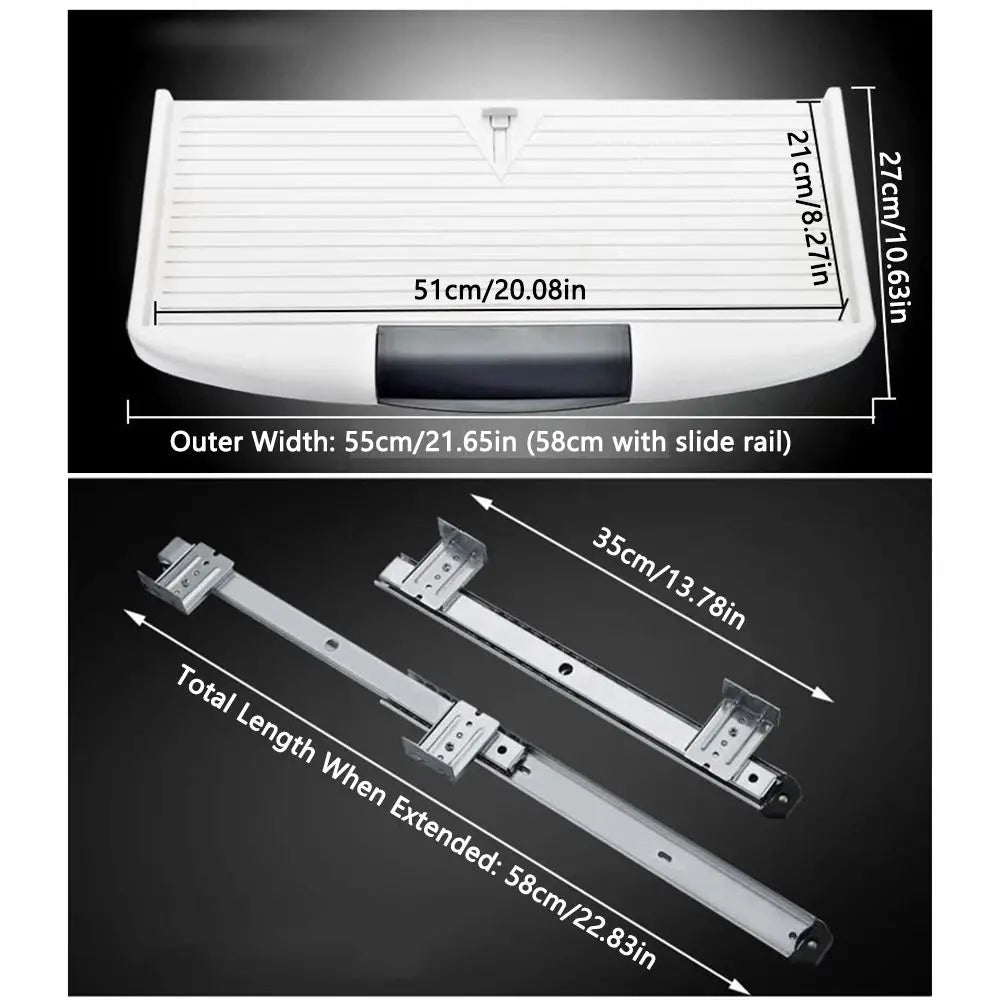 Premium Under-Desk Keyboard Tray with Heavy-Duty Slide Rails – Space-Saving Storage Drawer for Home Office