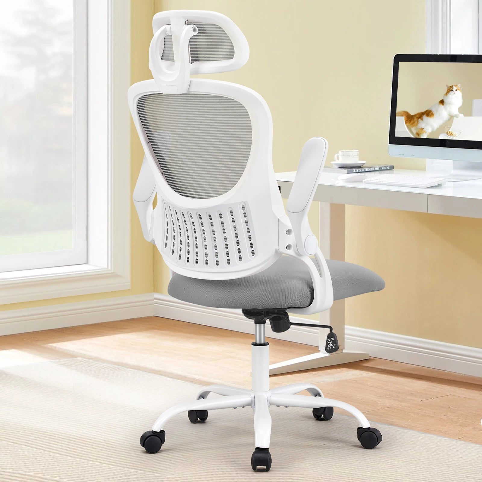 JHK Ergonomic Mesh Office Chair with Adjustable Headrest, Lumbar Support, and Flip-Up Armrests