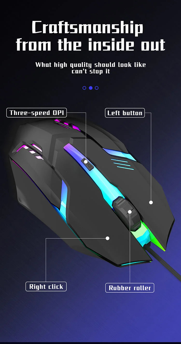 Premium Ergonomic Gaming Mouse – USB RGB Backlit with 4 Programmable Buttons for Home Office & PC