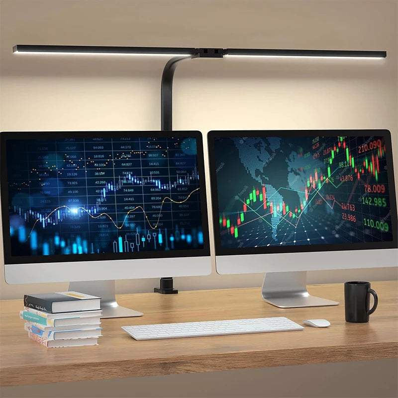 Dual-Head LED Architect Desk Lamp with Clip Mount – Adjustable Color Temperature & Brightness for Home Office
