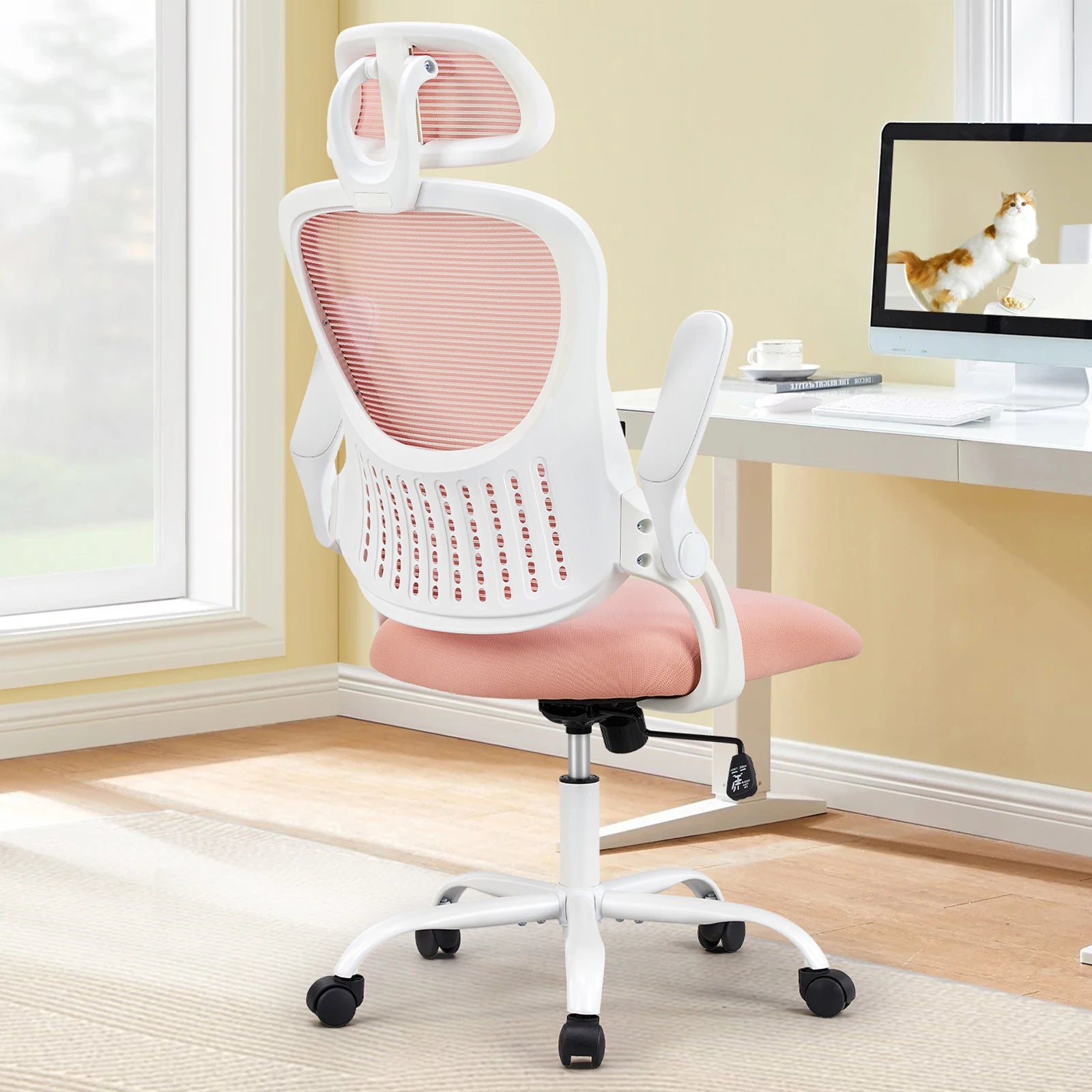 JHK Ergonomic Mesh Office Chair with Adjustable Headrest, Lumbar Support, and Flip-Up Armrests