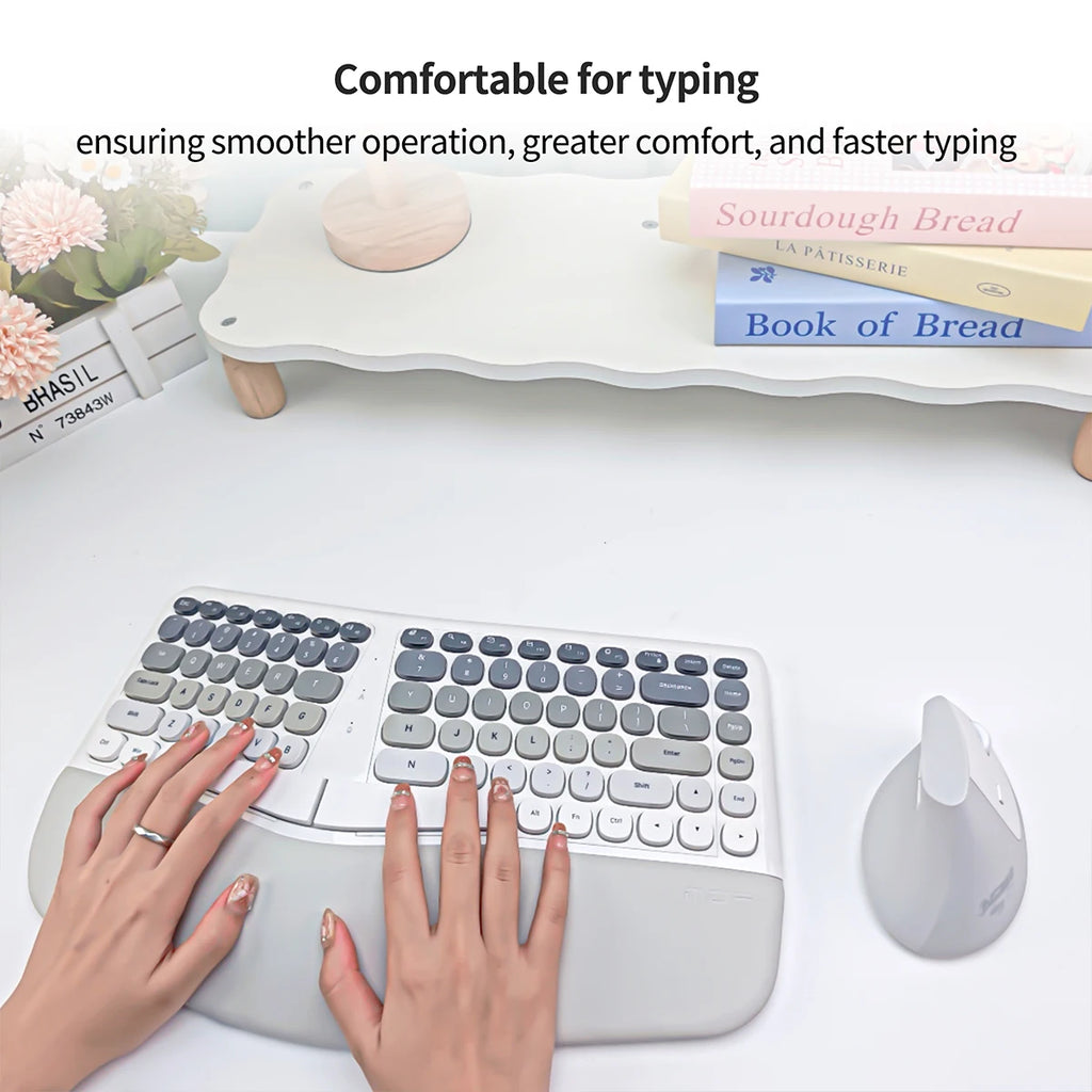 MOFii BOMI Wireless Ergonomic Keyboard & Mouse Set – Split Design for Home Office Productivity