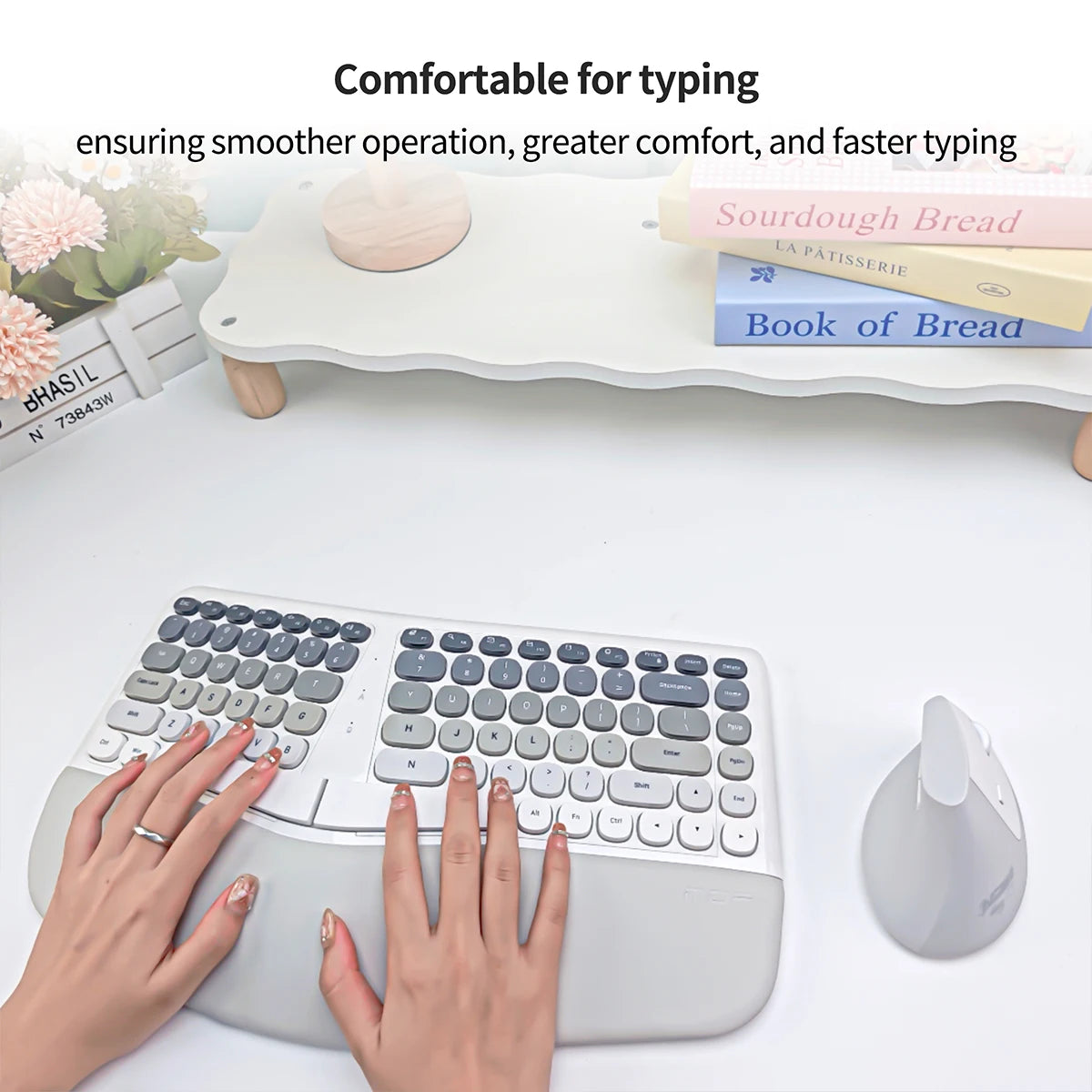 MOFii BOMI Wireless Ergonomic Keyboard & Mouse Set – Split Design for Home Office Productivity