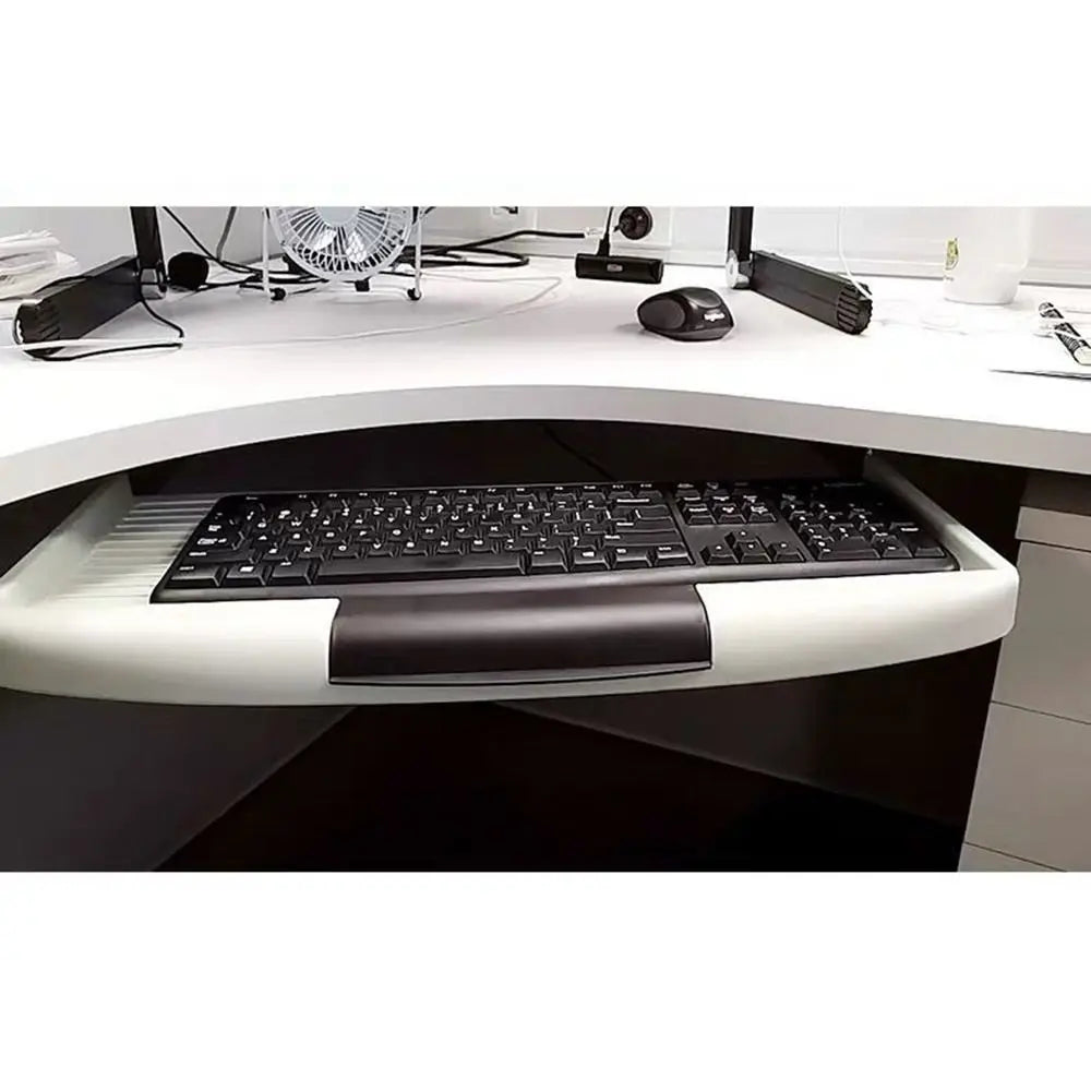 Premium Under-Desk Keyboard Tray with Heavy-Duty Slide Rails – Space-Saving Storage Drawer for Home Office