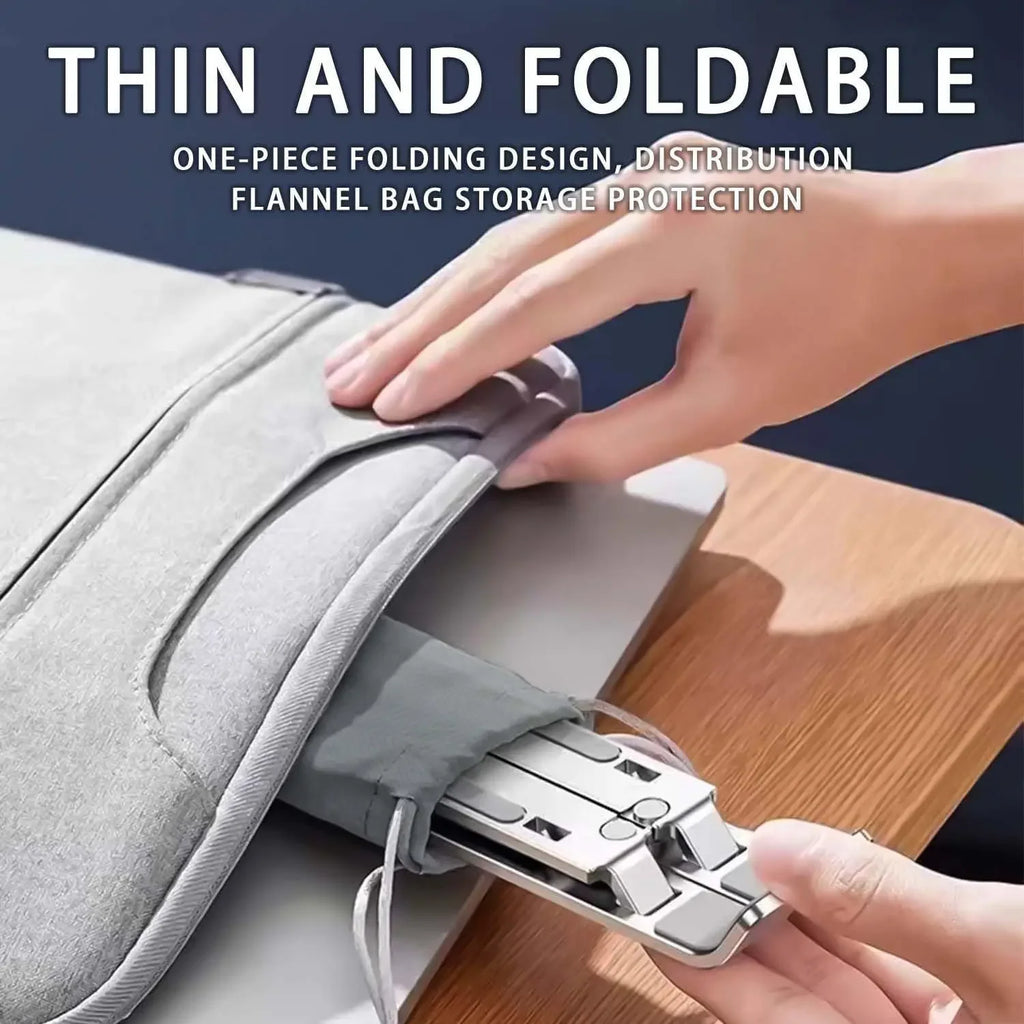 DUTRIEUX Adjustable Aluminum Laptop Stand - 6-Level Height, Foldable & Portable Design For 8-16” Laptops, Enhanced Ventilation & Heat
