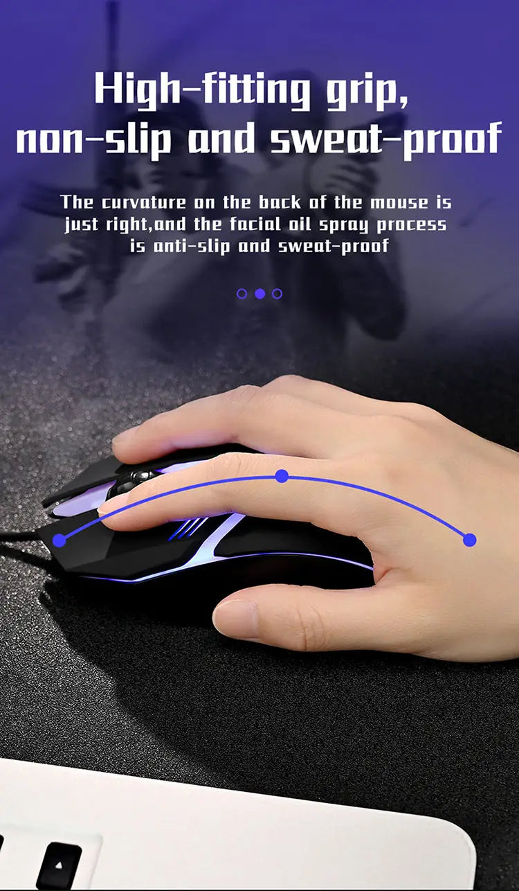 Premium Ergonomic Gaming Mouse – USB RGB Backlit with 4 Programmable Buttons for Home Office & PC