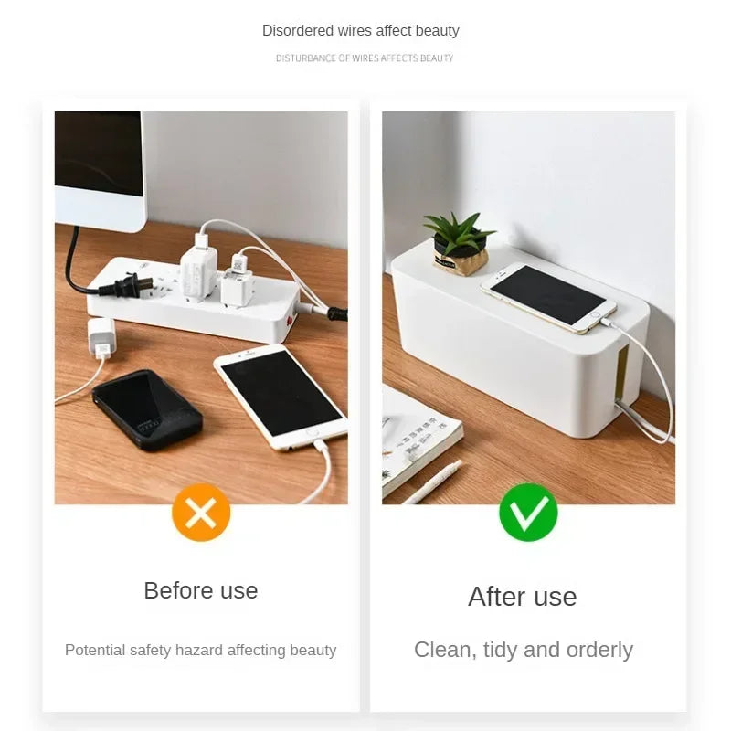 YIYUEQIANLI Cable Management Box - Desktop Power Strip Organizer for Home Office