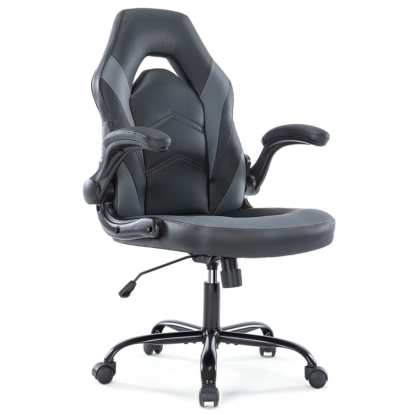 JHK Ergonomic PU Leather Office Chair - Adjustable Height with Flip-Up Armrests
